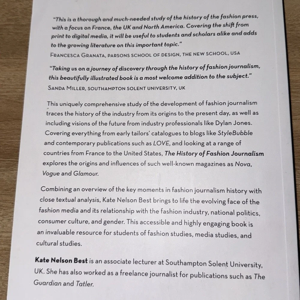 The History of Fashion Journalism by Kate Nelson Best Paperback